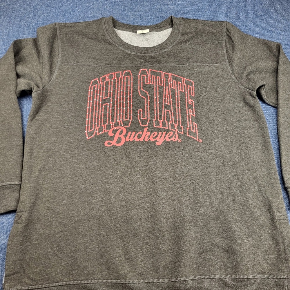 Chicka-d Ohio State Buckeyes Rhinestone Sweatshirt Lg Charcoal Grey Pullover